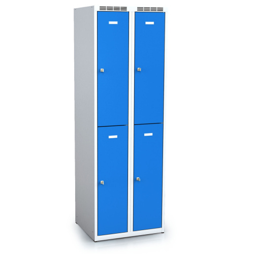 Kleiderschrank getrennt B 600 mm - grau/blau